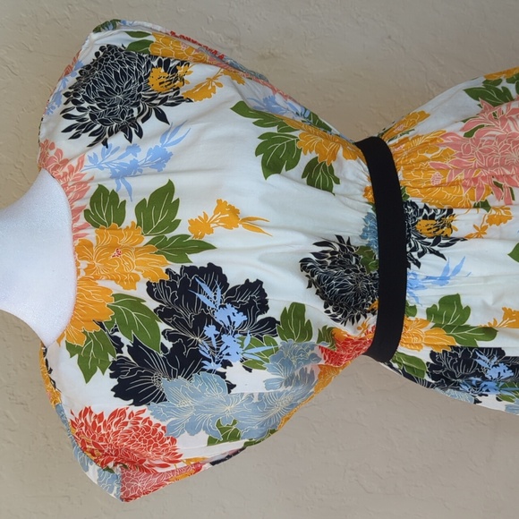 Zara Basic Collection Floral Print Elastic Waist Cap Sleeve Midi Dress Size XS - Picture 5 of 11